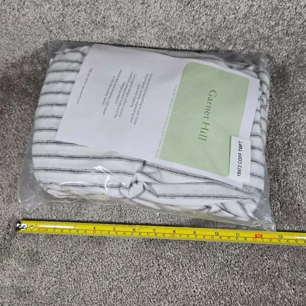 Garnet Hill Twin Fitted Sheet Flannel Sheet Paintbrush Ticking Stripe Coffee